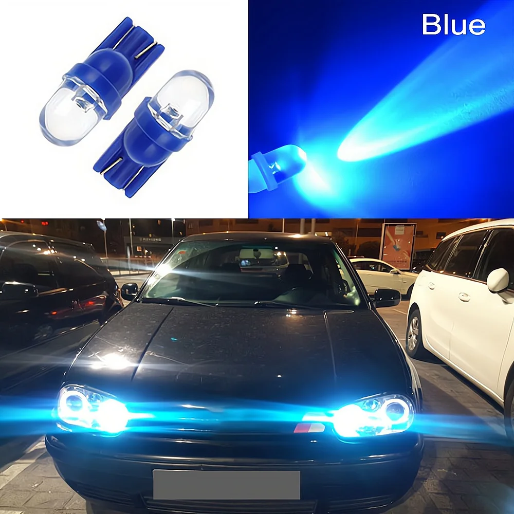 4Pcs T10 LED Bulb DC 12V White Blue RGB Smd 5050 Auto Wedge Light Side Dashboard Number Plate Lamps Dome Transparent Car Lights