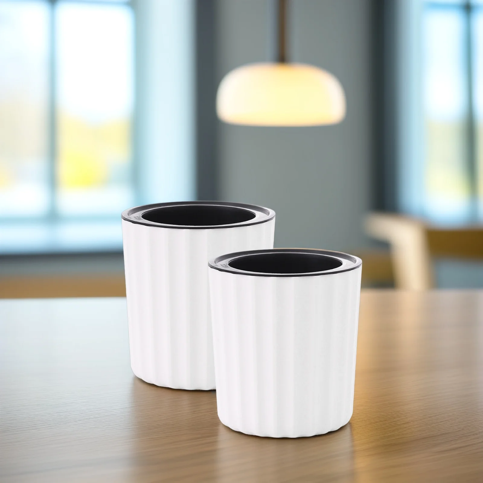 

2pcs Self Watering Planters Round White Flower Pots for Succulents Balcony Desk Room Office Plastic