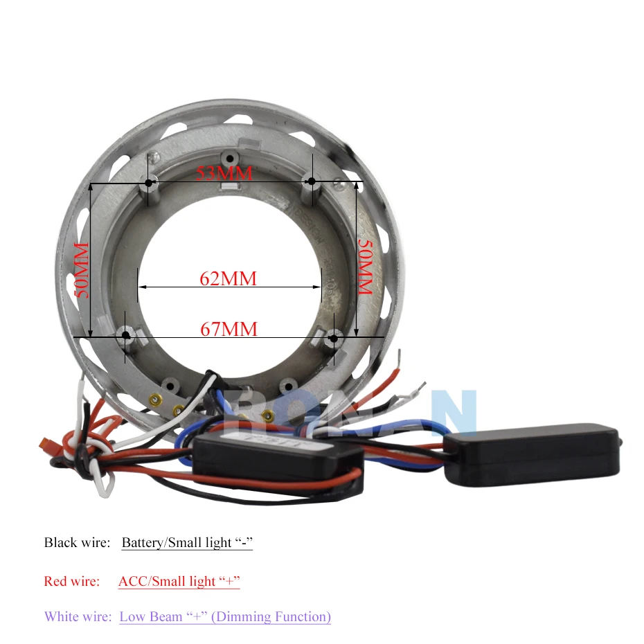 RONAN 2.5inch Spiral Double LED Integrated Shrouds White Blue Red Angel Eye DRL for Bi-xenon Bi-led Projector Lens Headlight
