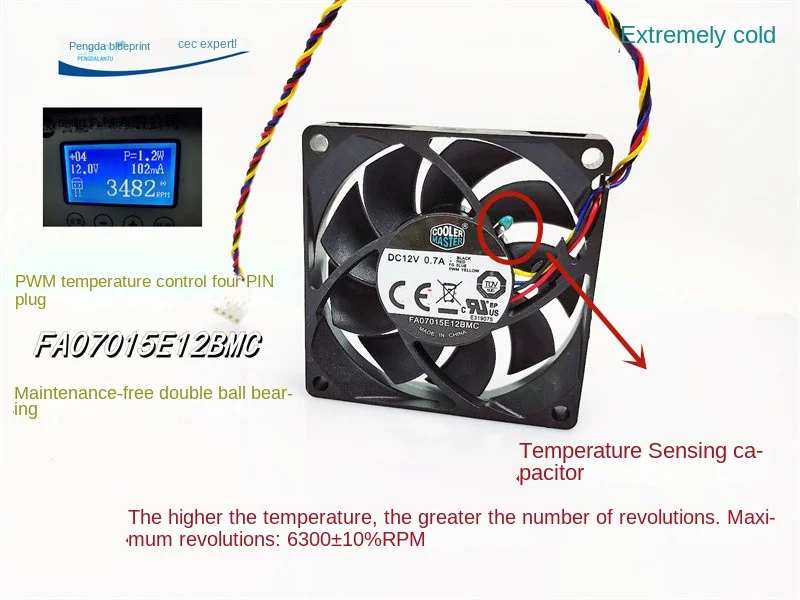 

Brand new cool extreme FA07015E12BMC dual ball 7015 temperature control PWM chassis CPU12V cooling fan70*70*15MM