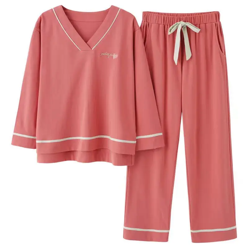 Pajamas For Women 2025 Cotton Set ensemble femme 2 pieces Long-sleeve pijamas suit female Korean style pyjamas plus size 4XL