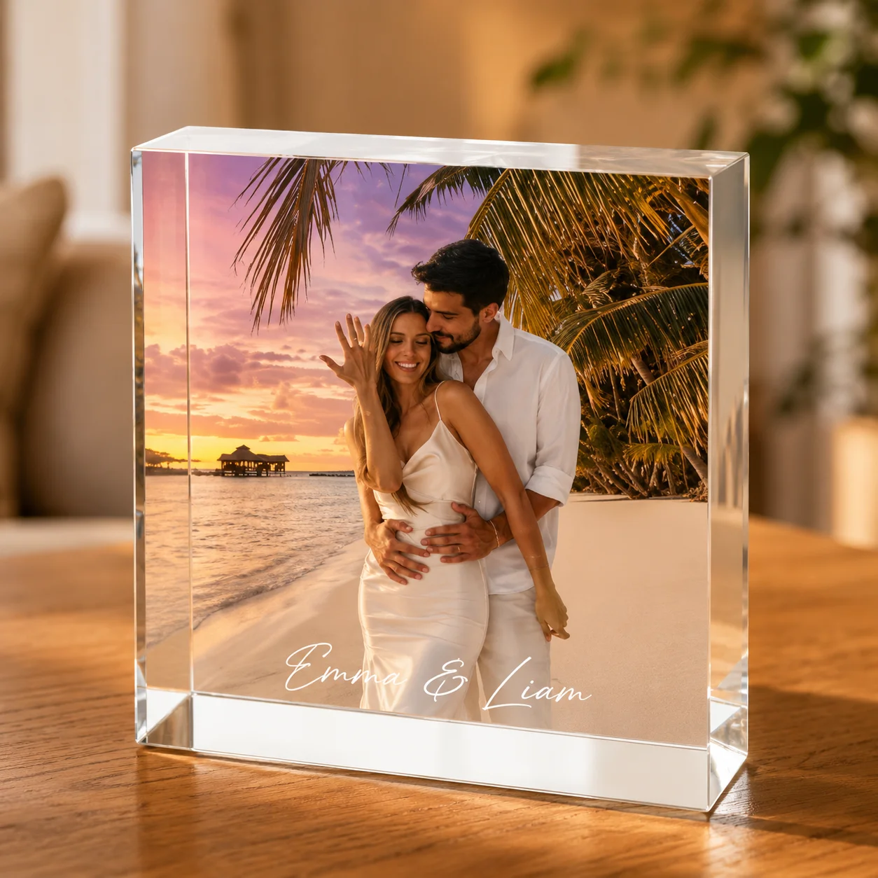 1PC Personalized Acrylic Picture Block Custom Photo Keepsake for Family Mom Friends Birthday Anniversary Wedding Gift