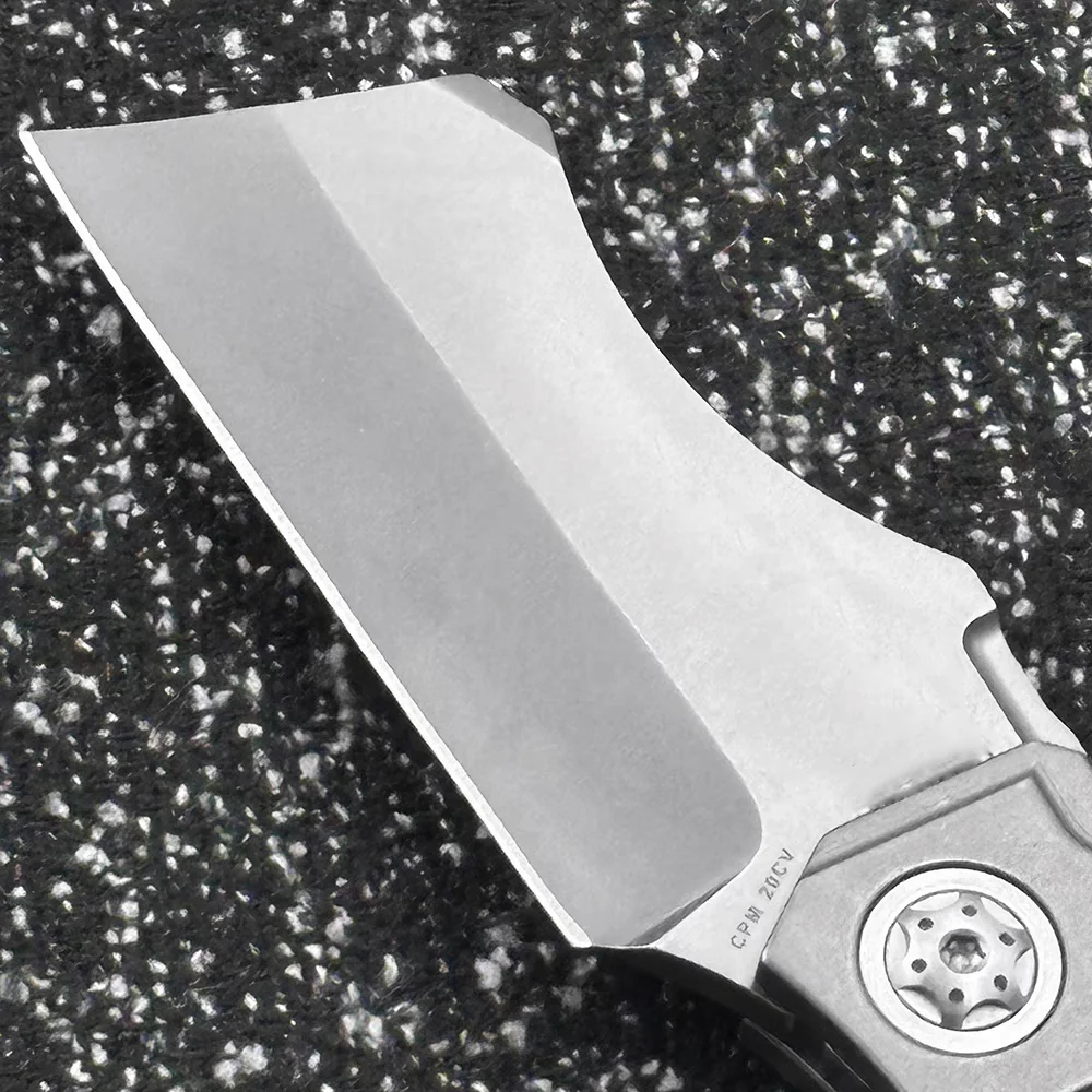 C260 포켓 접는 칼 라벨 CPM20CV 블레이드 TC4 티타늄 합금 핸들 캠핑 야외 생존 사냥 칼 EDC 방어 도구