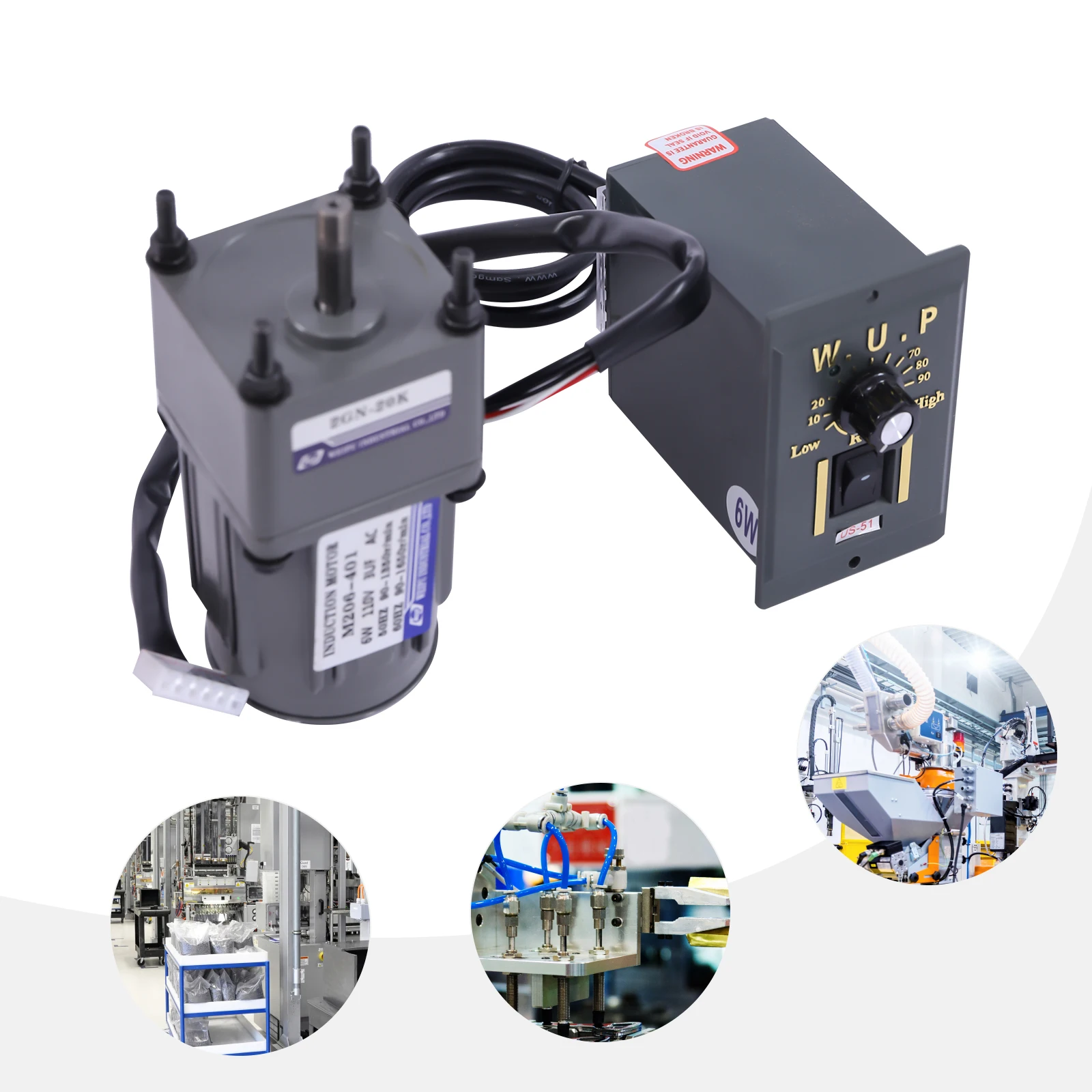 Variable Speed Motor with Copper Coil, 1400RPM Max Speed, Low Noise, and High Stability, Complete with Speed Governor and