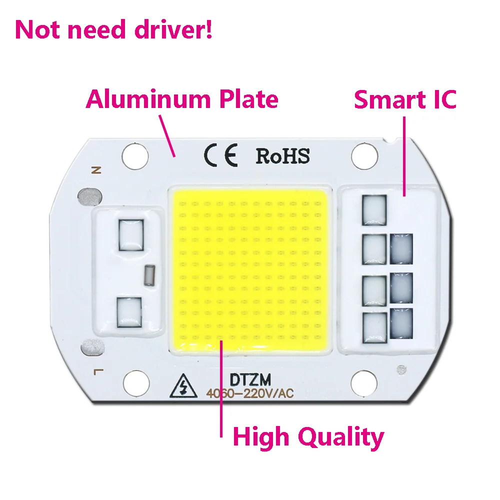 LED Bulb COB Chip 50W 30W 20W 10W Beads 220-240V No need driver For Outdoor Indoor FloodLight Backlight Led module CoolWhite