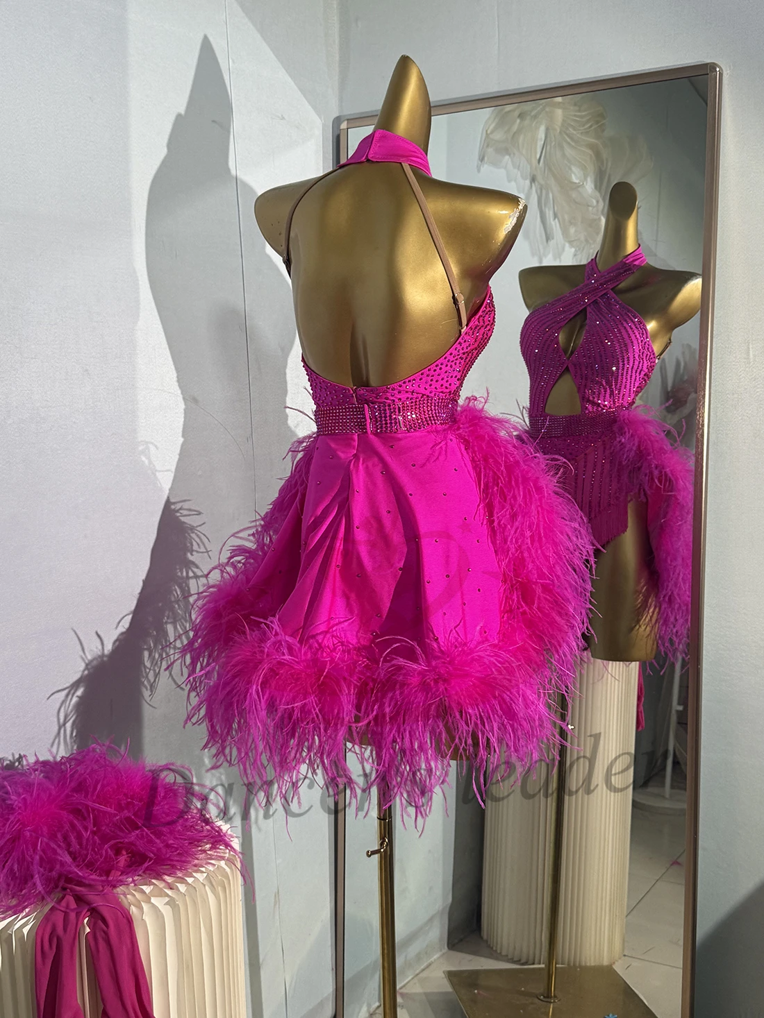 Latin Dance Kostüm AB Stein Weibliche Erwachsene Kinder High-End Maßgeschneiderte Plüsch Fransen Rock Samba Leistung High Flash Kleid