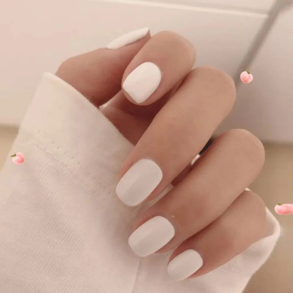 

2 Boxes White Nail Tips Plain Color Short Square False Supplies Manicure Accessories Fashion Patches for Female