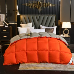 Goose Down Duvet Comforter Quilted Perfect Comfort Double Single Size Winter Thick Blanket Solid Color Bedclothes