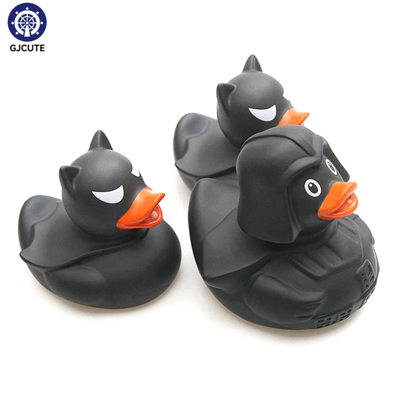 1Pcs Black Rubber Duck Dashboard Decorations Ornament Cute Duck Cool Gentleman Hat Swim Ring Children\'s Bath Toy