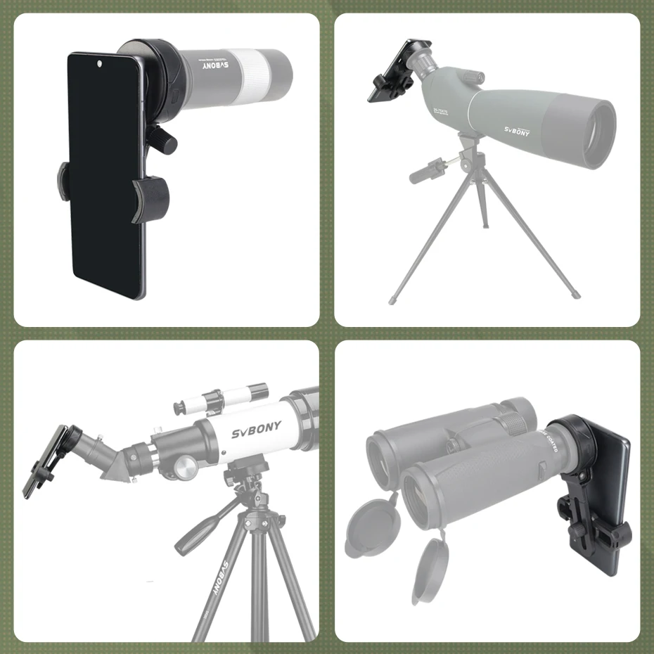 Svbony Universal Phone Adapter Mount Compatible with Binoculars Monoculars Scope Suitable for SV28/SV14/SV17/SV411/SV202/SM402