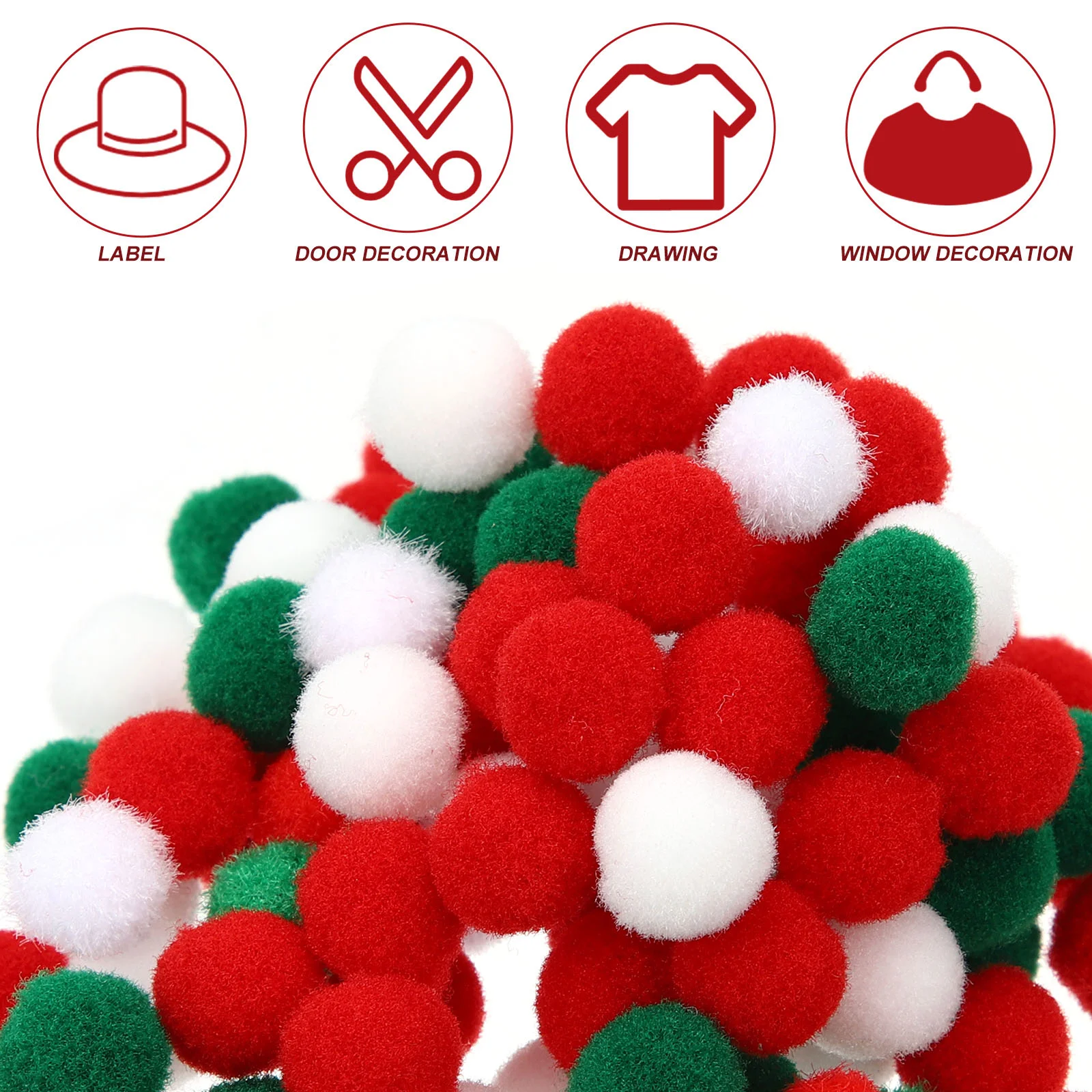 5 Bags House Child Small Red Pom Poms for Crafts High Stretch Yarn Assorted Sizes