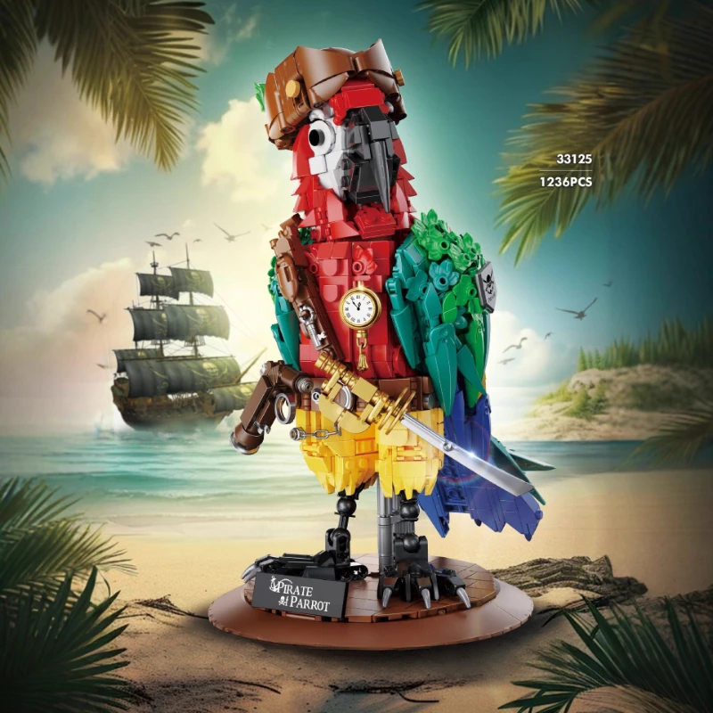 

DIY Building Blocks Pirate Parrot Cool Animals Ornament Creative Assembling Toys Building Toys for Birthday Gifts 1200+pcs