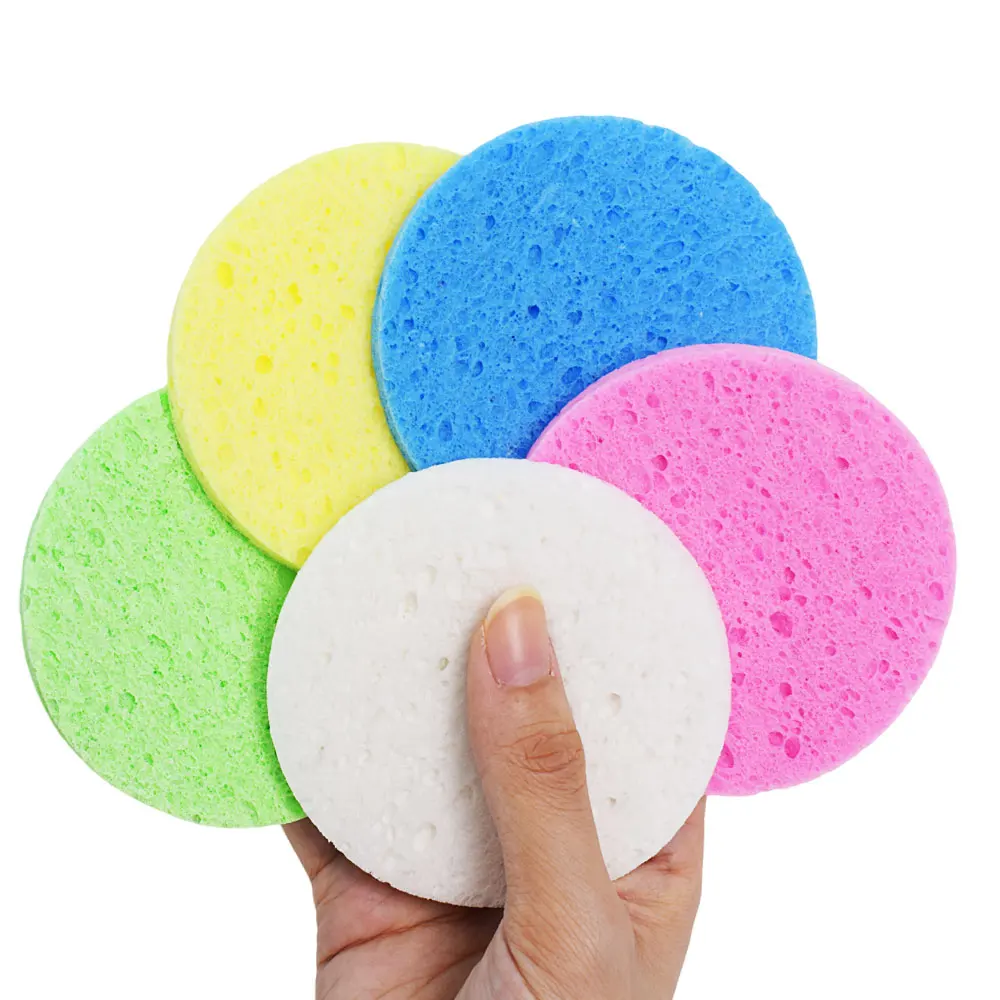 5/10pcs 6//8/10cm Face Round Makeup Remover Tool Natural Wood Pulp Sponge Cellulose Compress Cosmetic Puff Facial Washing Sponge