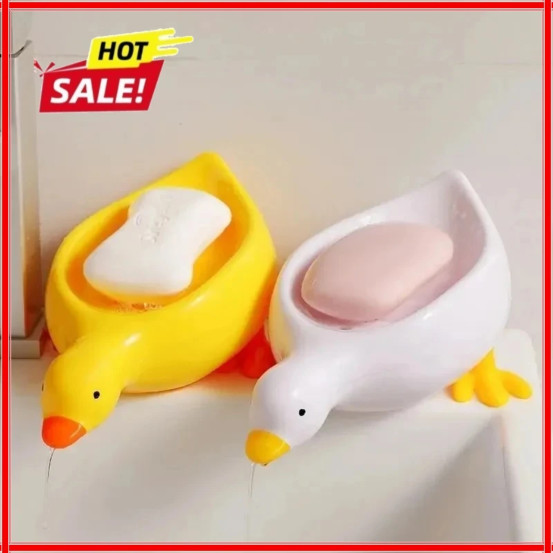 Niedliche Entenförmige Seifenschale, Kunststoff-Abtropfschale, Selbstentleerender Halter, Multifunktionales Aufbewahrungsregal, Badezimmer-Accessoires