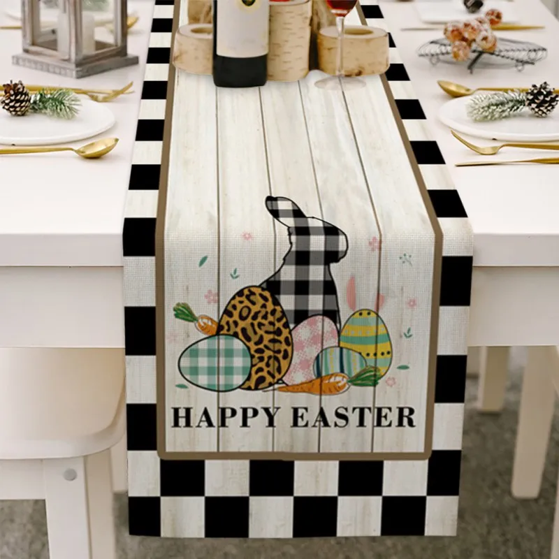 Easter Table Runner Festive Atmosphere Decoration Coffee Table Cloth Home Table Festival Bunny Egg Festival Printed Table Napkin