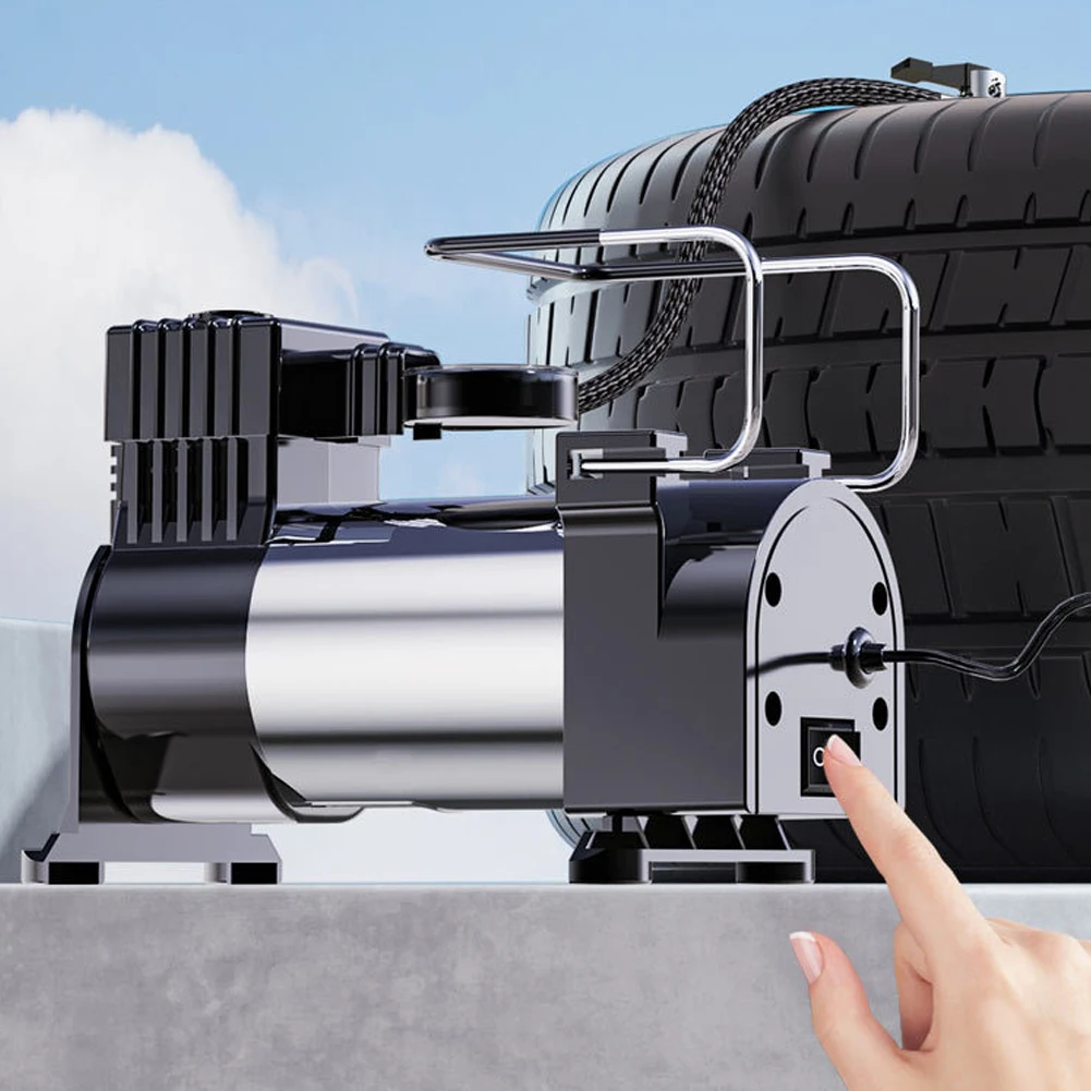 Bomba de neumáticos de coche de 12V con manómetro, bomba de aire eléctrica para coche, Mini compresor de aire portátil de lujo resistente, compresor de aire de Metal
