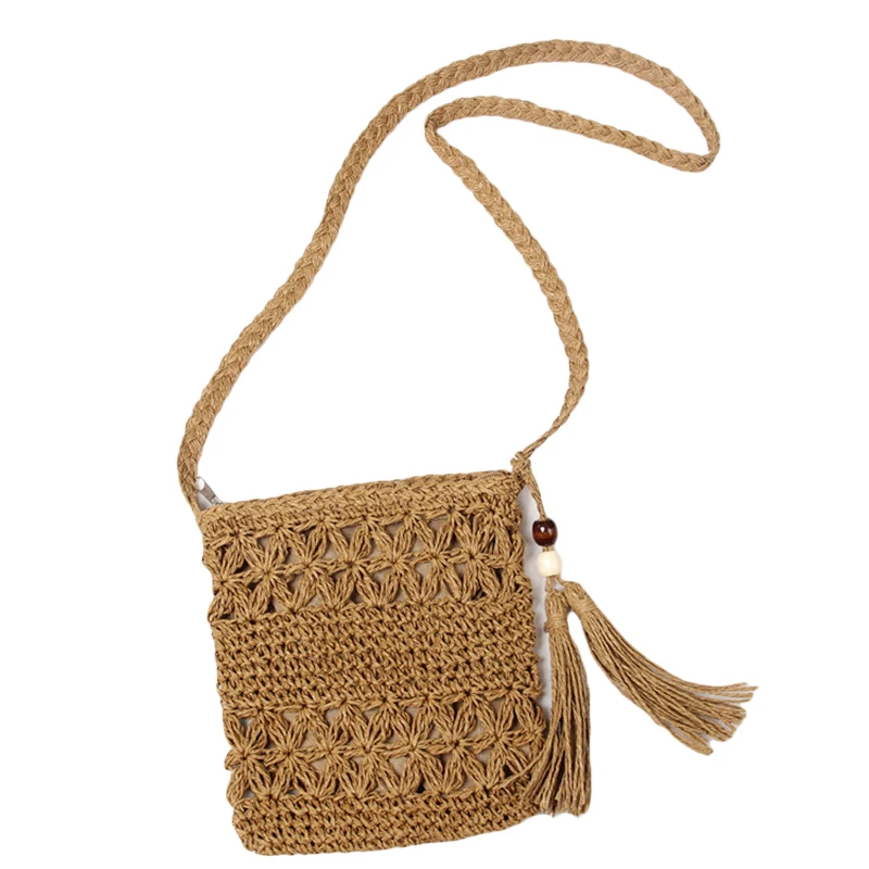 Hollow Women Messenger Bags Tassel Woven Shoulder Crossbody Bag Casual Beach Straw Bag For Women Bolsa Feminina