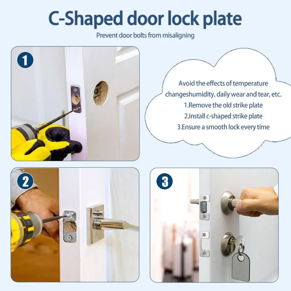 

Premium Polished Stainless Steel Door Strike Plate Reinforced Solid Iron Construction Security Door Protector Smooth Insertion