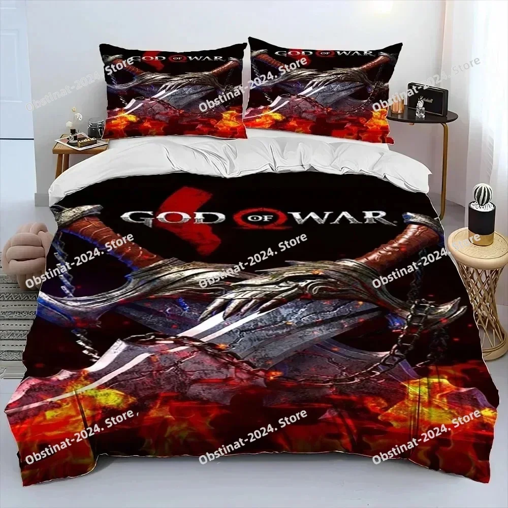 3D Print God of War Game Gamers Kratos Printed Bed Set Duvet Cover Pillowcase Bedding Set Bed Linen Sheet Quilt Cover Full Size