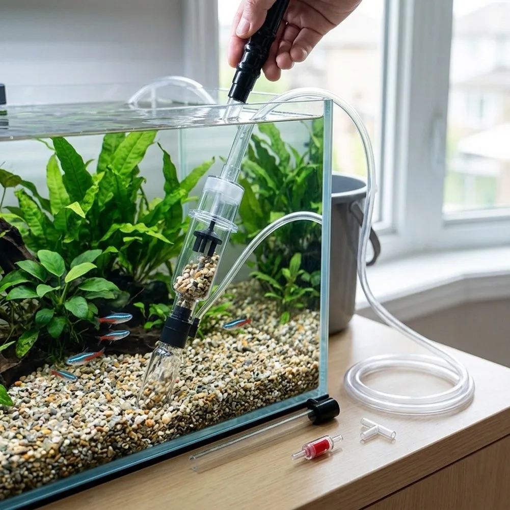 for Pneumatic Fish Tank For Gravel Cleaner with Air-Powered Suction and Dedicated Waste Chamber for Controlled Disposal