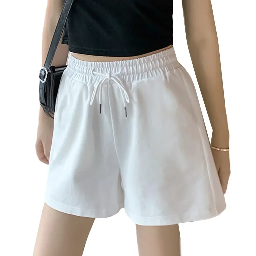 Women Sports Shorts Large Size Adjustable Casual Pants Elastic Waist High-waist Korean Style Laces S-3XL Shorts