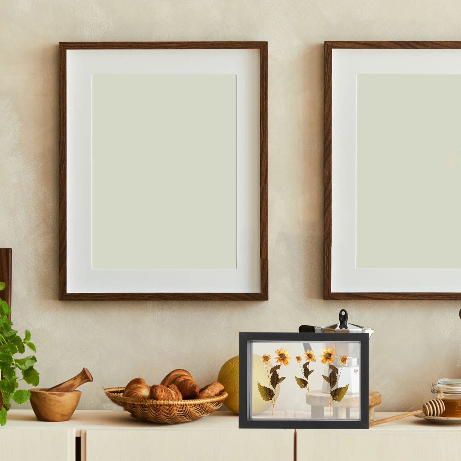 

Double Sided Glass Photo Frame 7 Inch MDF Dry Flower Display Frames for Home Decor Pressed Flowers Picture Accessories