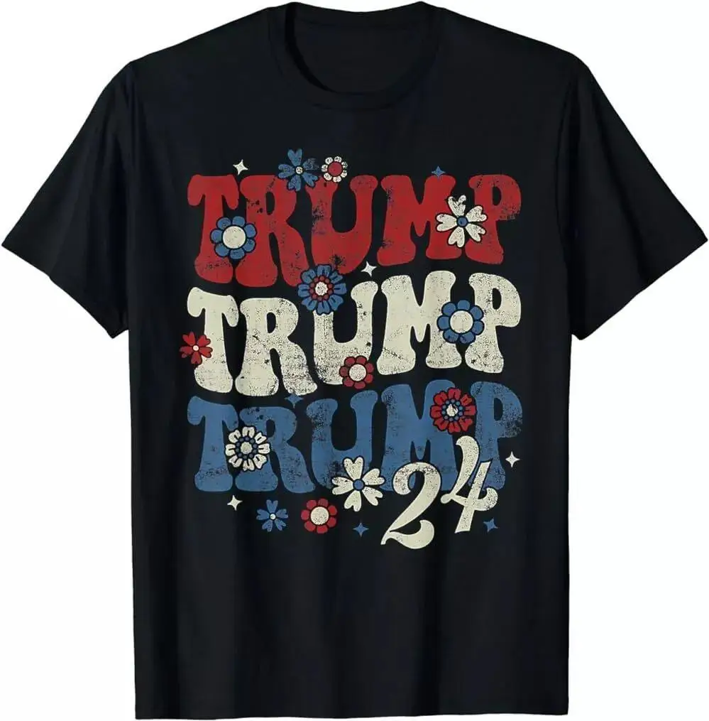 Vintage Groovy Flower Trump Trump Trump 2024 Gift Tshirt, Unisex Tees, hot