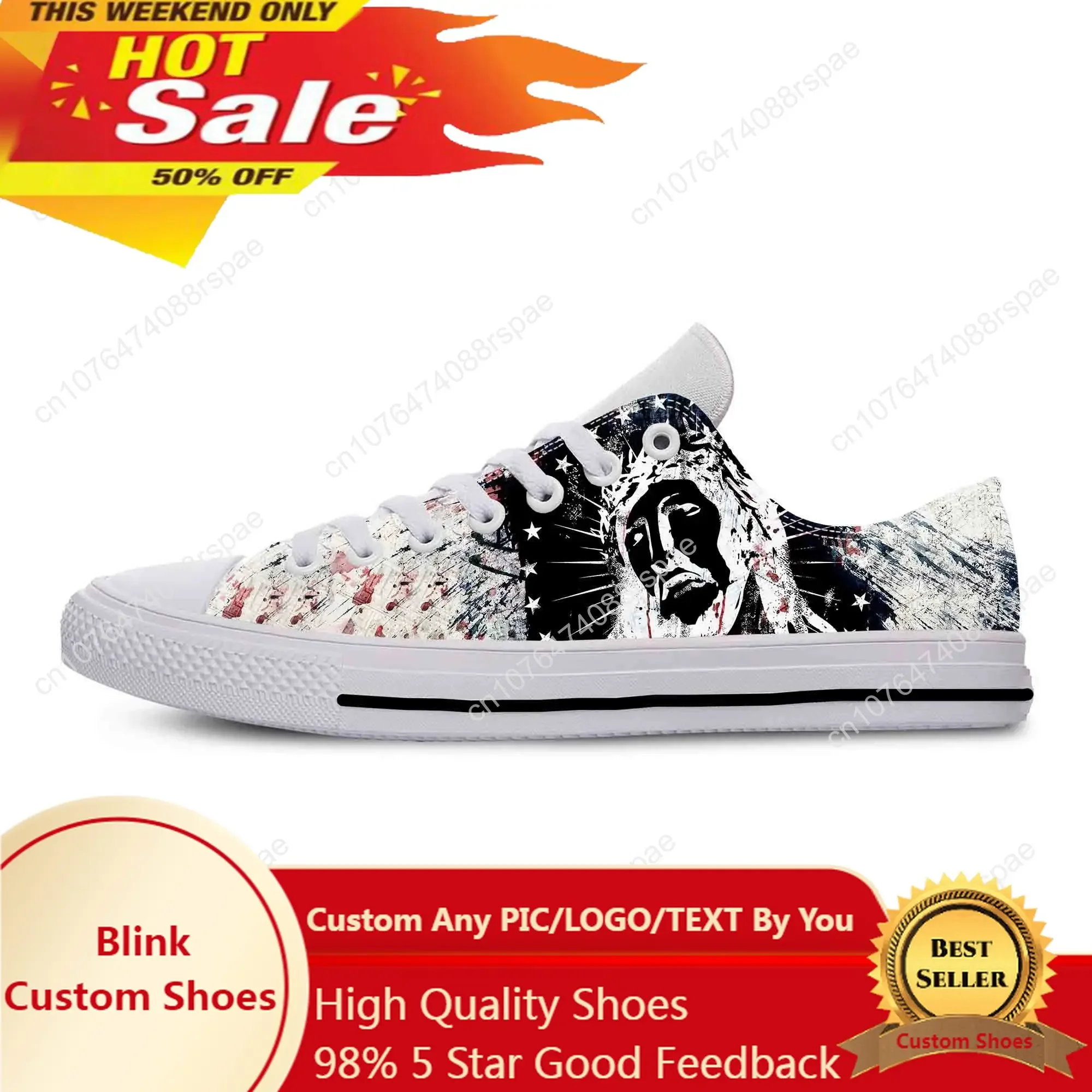 Gesù cristo croce cristiana dio fede religione scarpe di stoffa Casual Low Top comode e traspiranti stampa 3D uomo donna Sneakers