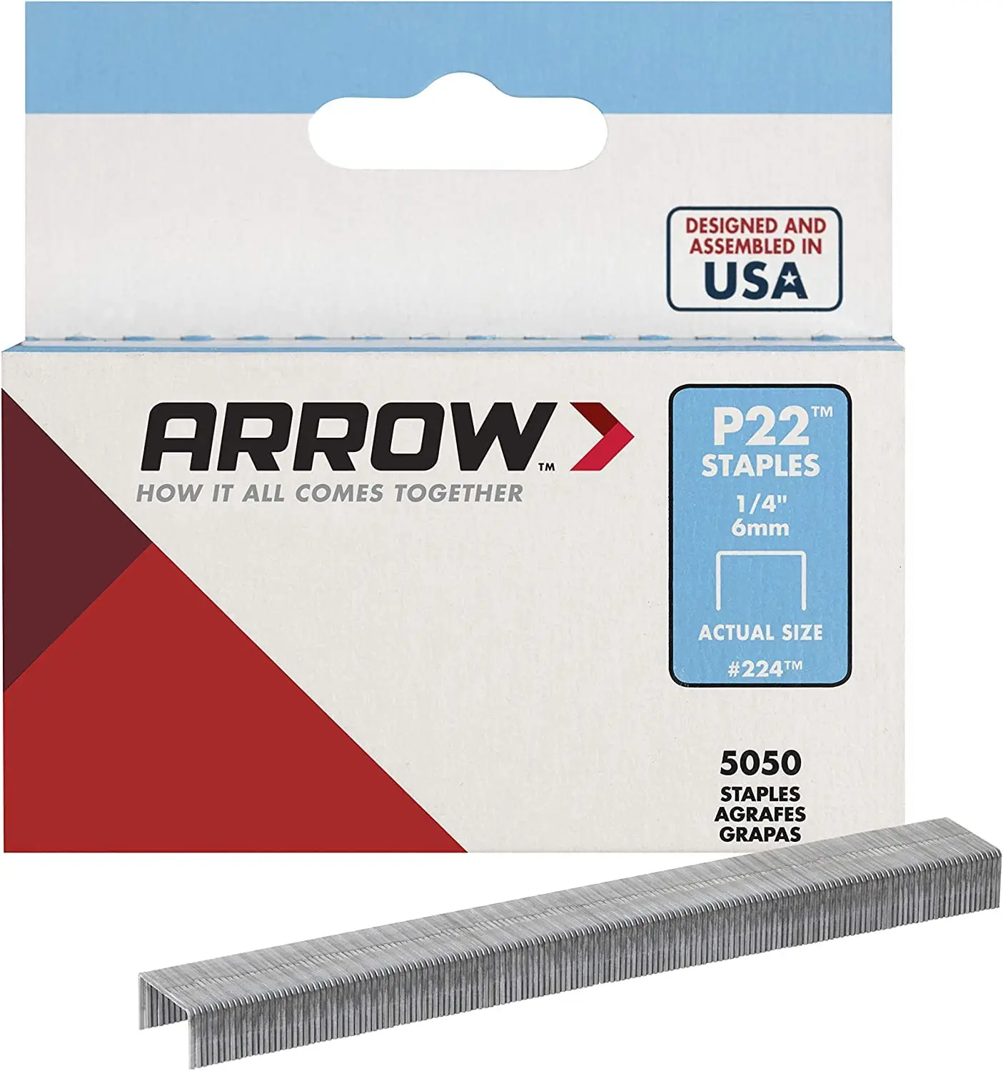 

Heavy Duty P22 Staples for Plier-Type Paper & Bag Staplers, 1/4-Inch Leg, 7/16-Inch Crown, 5050-Pack