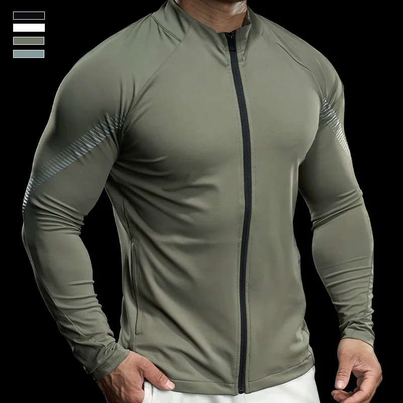 

Men Gym Running Jackets Sports Fitness Tops Quick-drying Breathable Training Clothes Bodybuilding Compression T-shirt