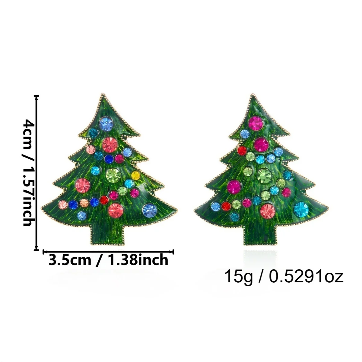 Bunte Strass-Ohrringe mit grüner Emaille, Weihnachtsbaum-Ohrstecker für Frauen, künstliche Perlen, Weihnachtsbaum-Ohrringe, Neujahrsparty-Schmuck – Detail 27