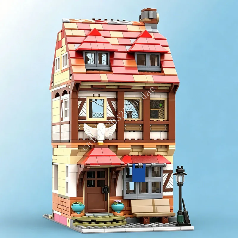 

1358 PCS Medieval Modular Inn Building Block City Street Architecture Assembly Model Man Gift for Adults Adults Home Decoration