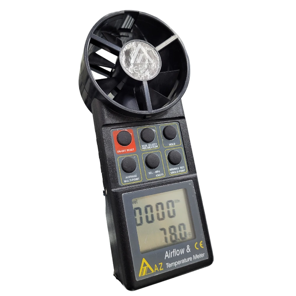 AZ8906 Handheld Air Flow Meter Temperature Anemometer Wind Speed Air Volume Meter Wind Speed Range	0.4~30 M/s; 80~5900 Ftm