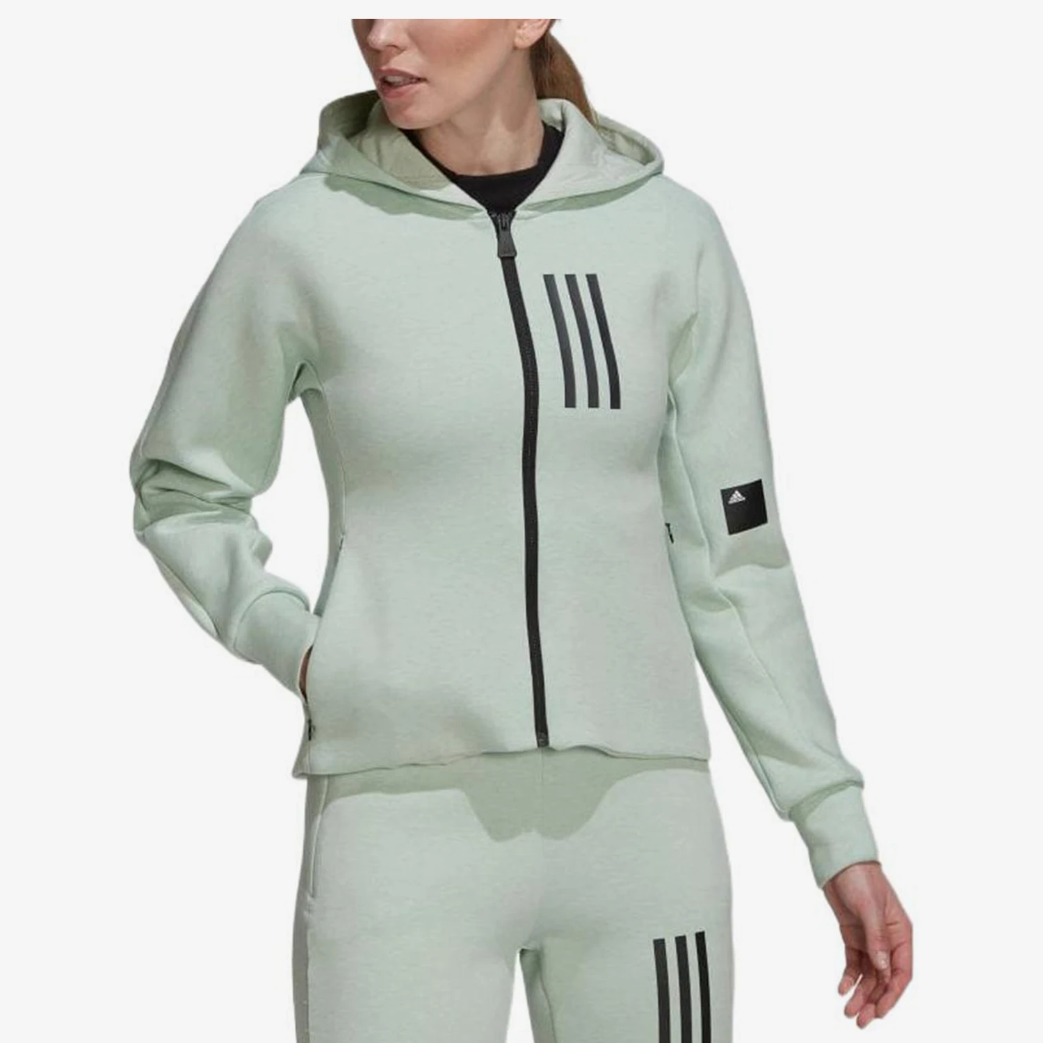 Adidas genuine women's green linen casual comfortable lightweight jacket jacket HC8809