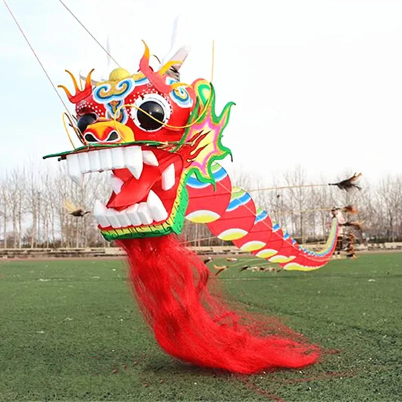 Chinese dragon kite flying traditional kite outdoor games professional kite spinning top with rope wind kite toys Paper kite fun
