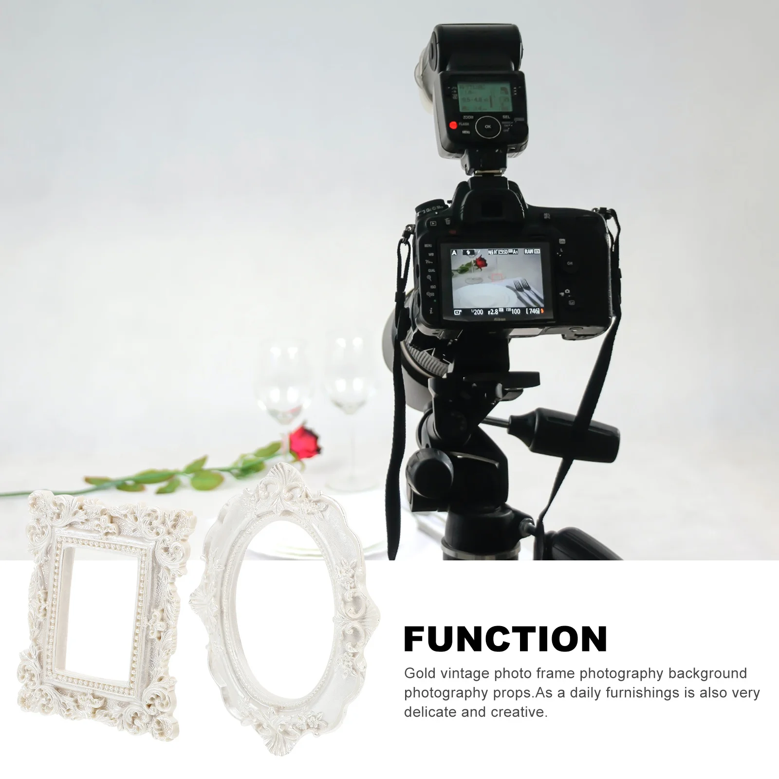 

2Pcs Retro Picture Frame Vintage Photo Frame Prop Decorative Resin Frames for Home Coffee Shop Desktop Selfie Picture Background