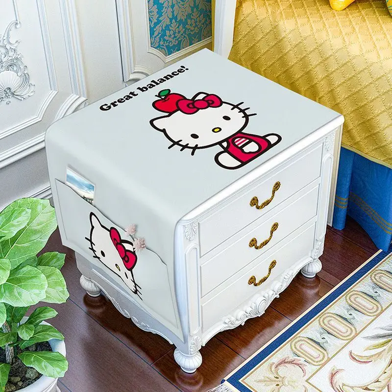 Hello Kitty Bedside Table Cover Tablecloth Desk Student Dormitory Girl Bedroom Creativity Cartoon Cute Household Items Gifts