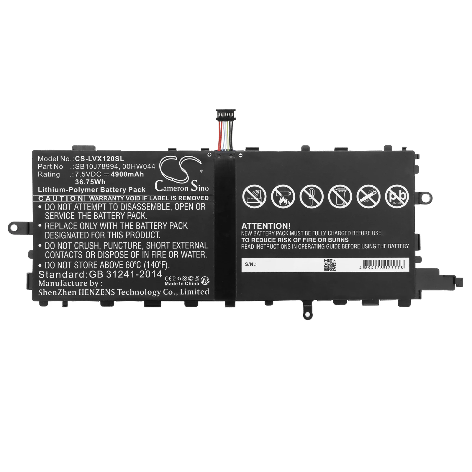 

Cameron Sino 4900mAh battery for Lenovo ThinkPad X1 Tablet,X1 Tablet (20GGA00K00), 20GGA00L00,20GGA00N00,Tablet Gen 2,20GGA00F00