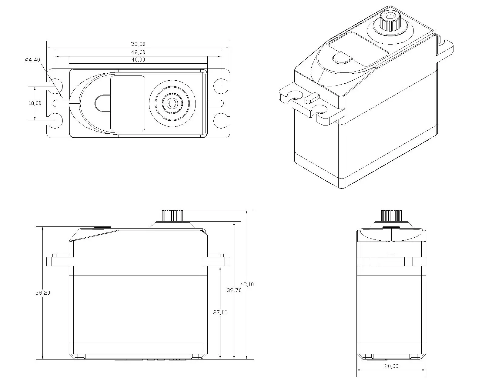 4 Stück Corona DS538MG Digitaler Servo mit Metallgetriebe, 58 g, 7,0 kg.cm/0,14 Sek. für RC-Steuerung, Flugzeug-, Hubschrauber- und Automodellbau – Detail 6