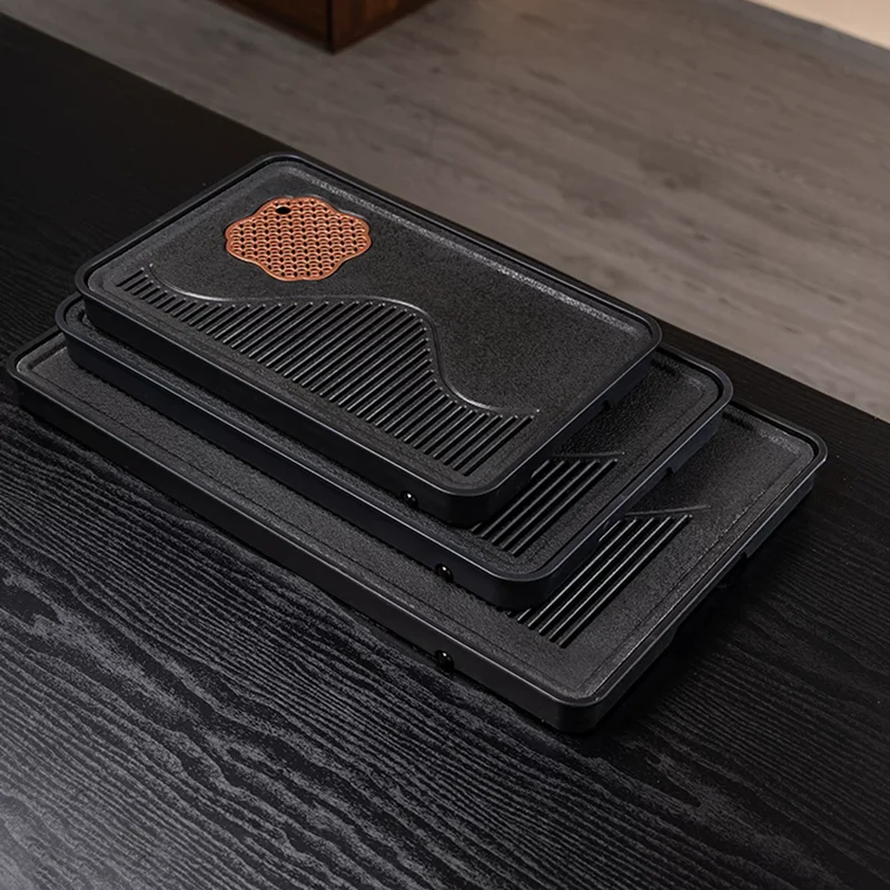 Chinese Luxury Tea Tray Office Valet Rectangle Long Tableware Living Room Black Tea Tray Hospitality Bandejas Home Decorationgs