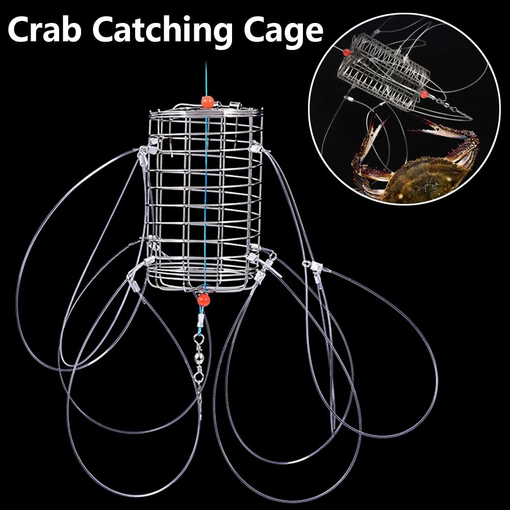 Stainless Steel Crab Catching Cage Lure Bait Trap Cage, Fishing Cage, Feeder Fishing Tackle Crab Shrimp Crawfish Trap Cage