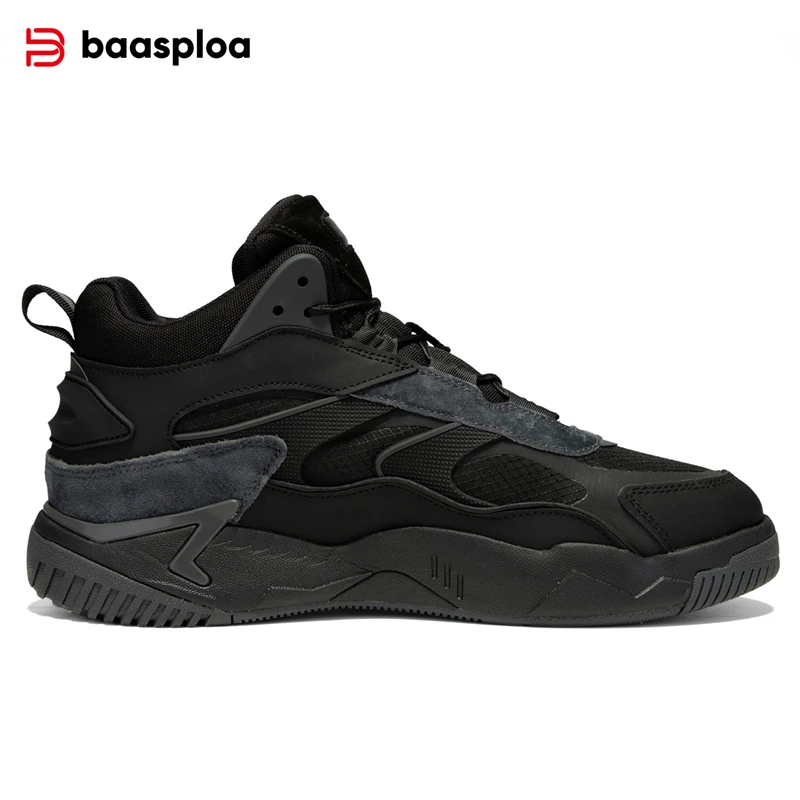 Baasploa Winter Men Leather Sneakers Casual Fashion Waterproof Sport Shoes For Man Plush Warm Male Sneakers Non-Slip Outdoor