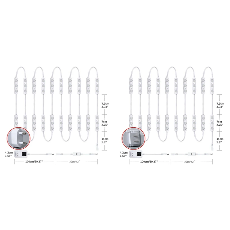 Luces LED de espejo de tocador, tira de luces de Control táctil regulable, iluminación de espejo de cuerpo completo y baño