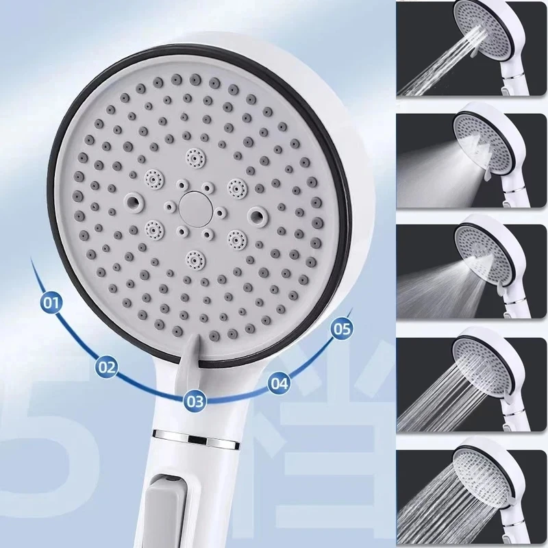 Pommeau de douche haute pression, 5 Modes, filtre Anti-calcaire, hygiénique, élimine le Calcario, douche avec support et tuyau, accessoires de bain