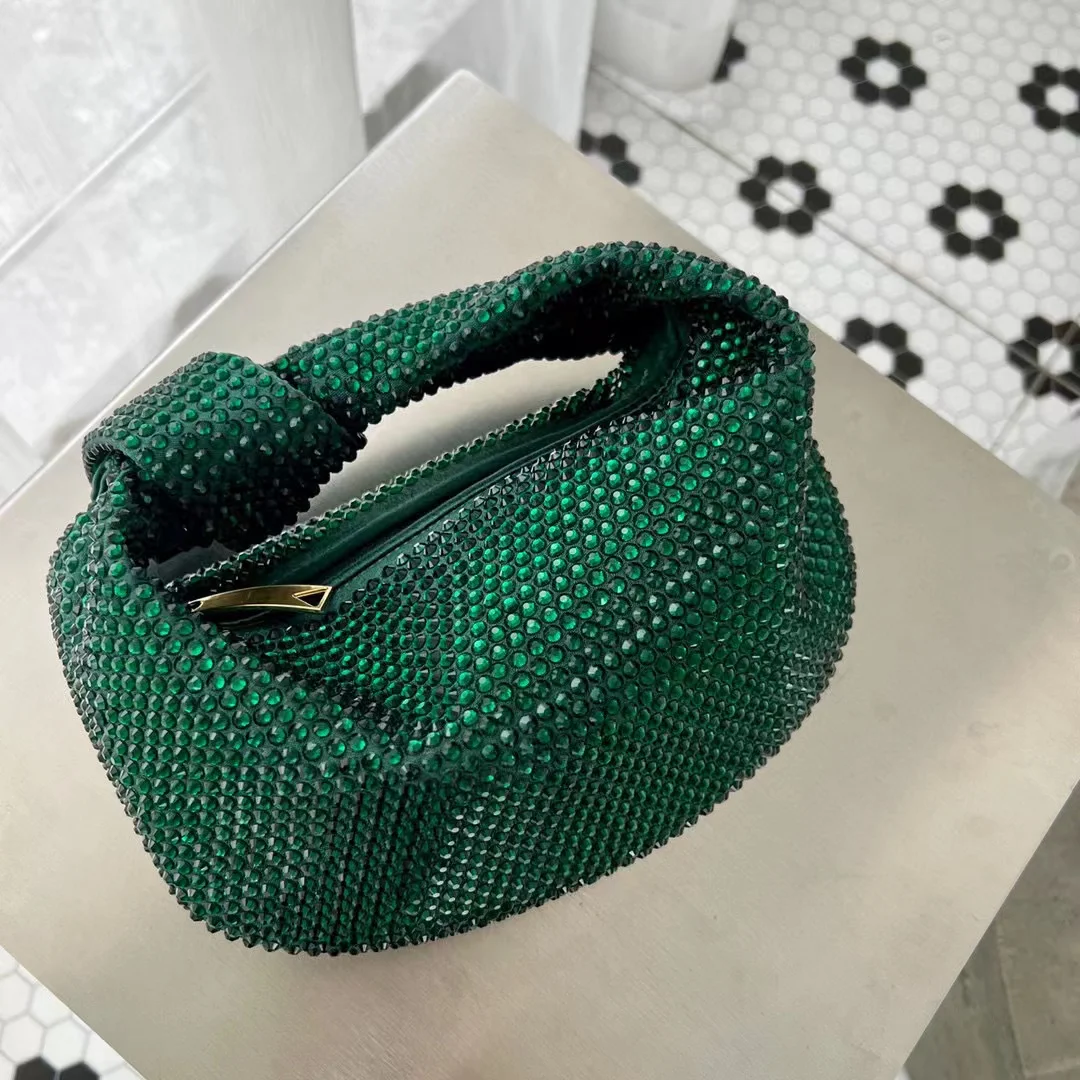 Bolso de diseñador de lujo con diamantes de imitación para mujer, bolsa de noche brillante, bolso de mano para cena y fiesta