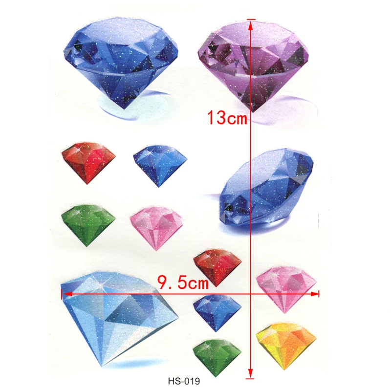 3pcs Flash Diamond Waterproof Temporary Tattoo sticker car styling bloody body feminino tatuajes temporales a pruedba de agua