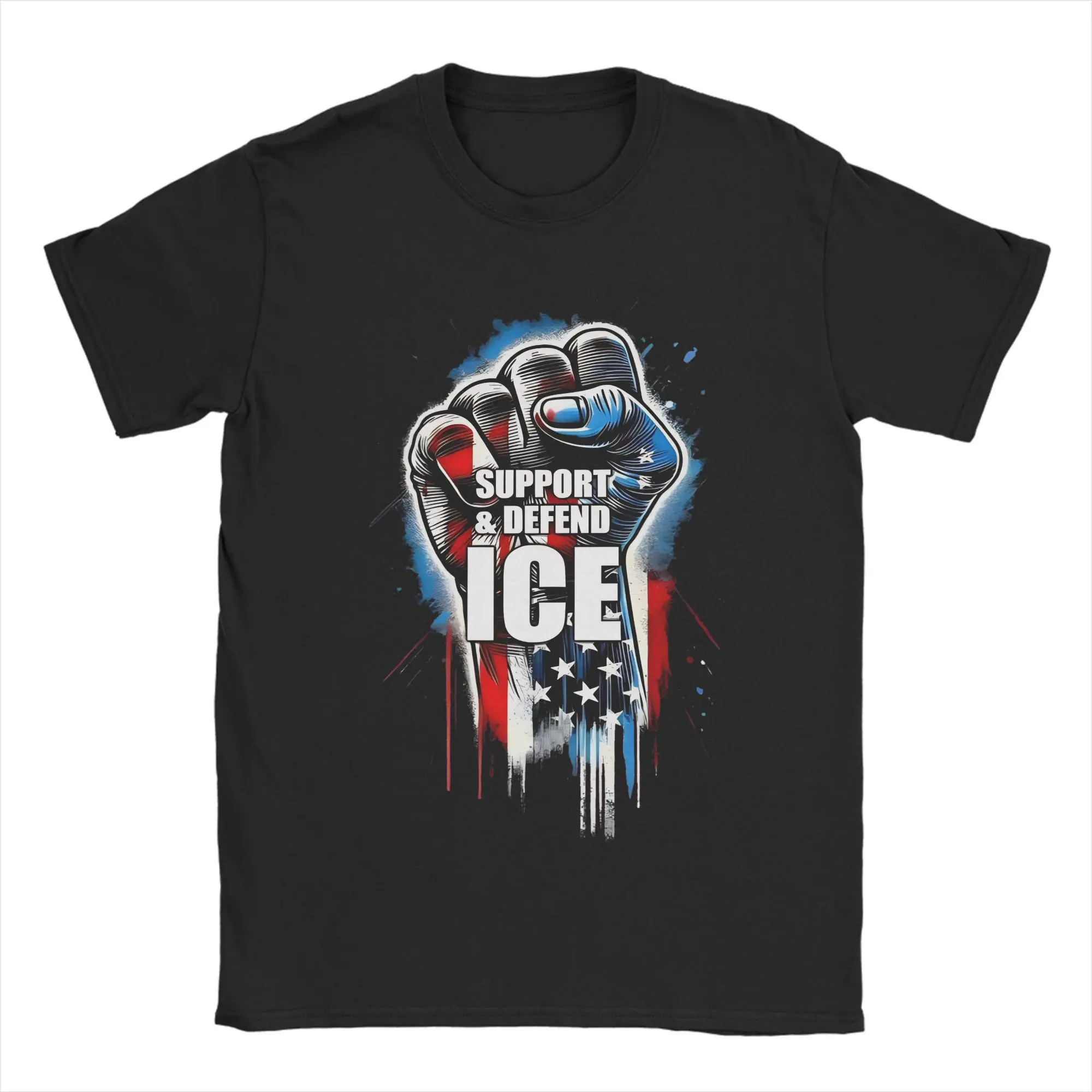

Men's T-Shirt Support And Defend ICE Amazing Cotton Tee Shirt Short Sleeve T Shirts Crew Neck Clothes Graphic