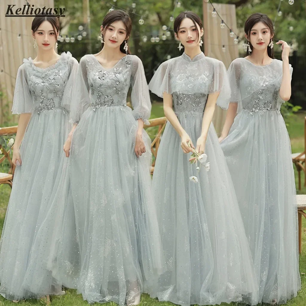 Customized Green Bridesmaid Dresses Long Skirt Young Girls Bridesmaid Group Dress With Corset Back XXHS012