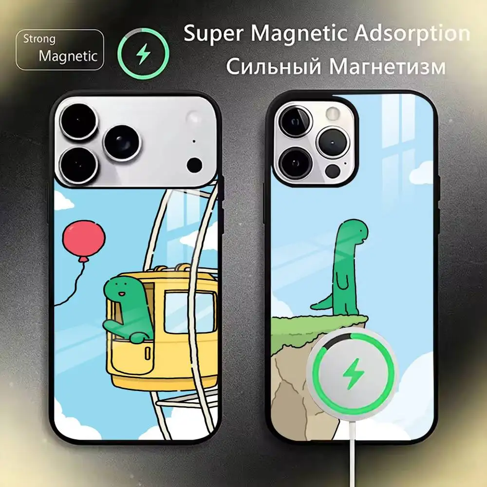 Cute Cartoon Dinosaur  Phone Case For iPhone17,16,15,14,13,12,11 Plus,Pro Magnetic with Magsafe Wireless Charging