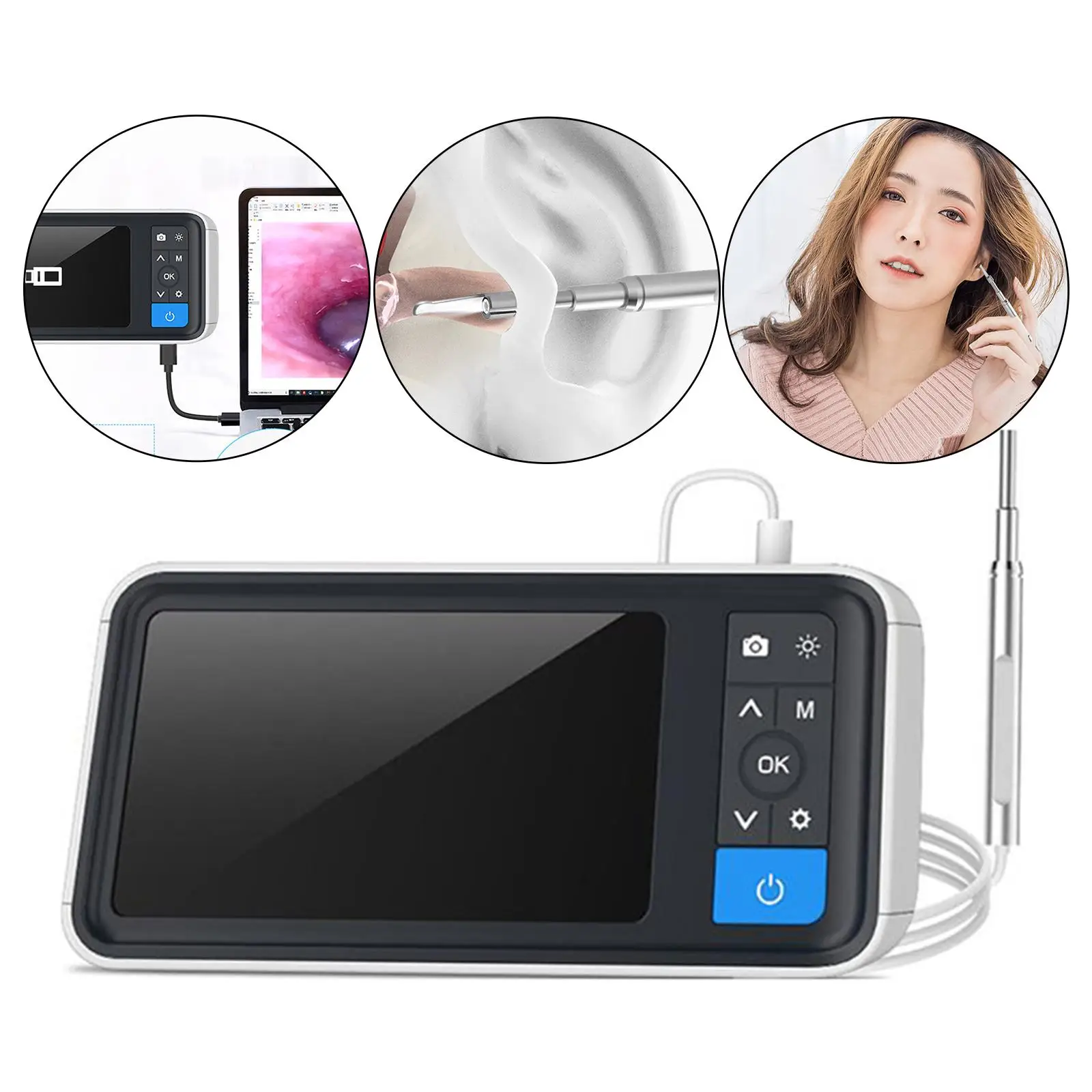 

4.5 inch Screen Digital Otoscope 3.9mm Ear Wax Removal Ear Endoscope Camera with 32GB Memory Card Support Photo Video